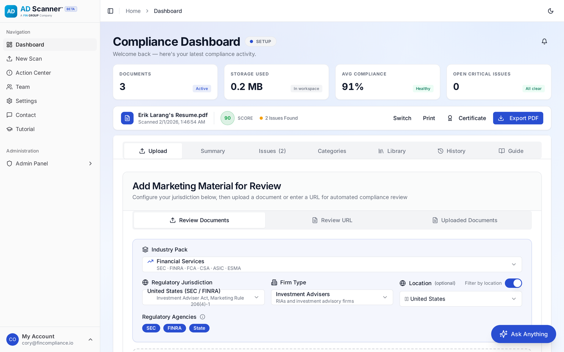 ADScanner.io Dashboard