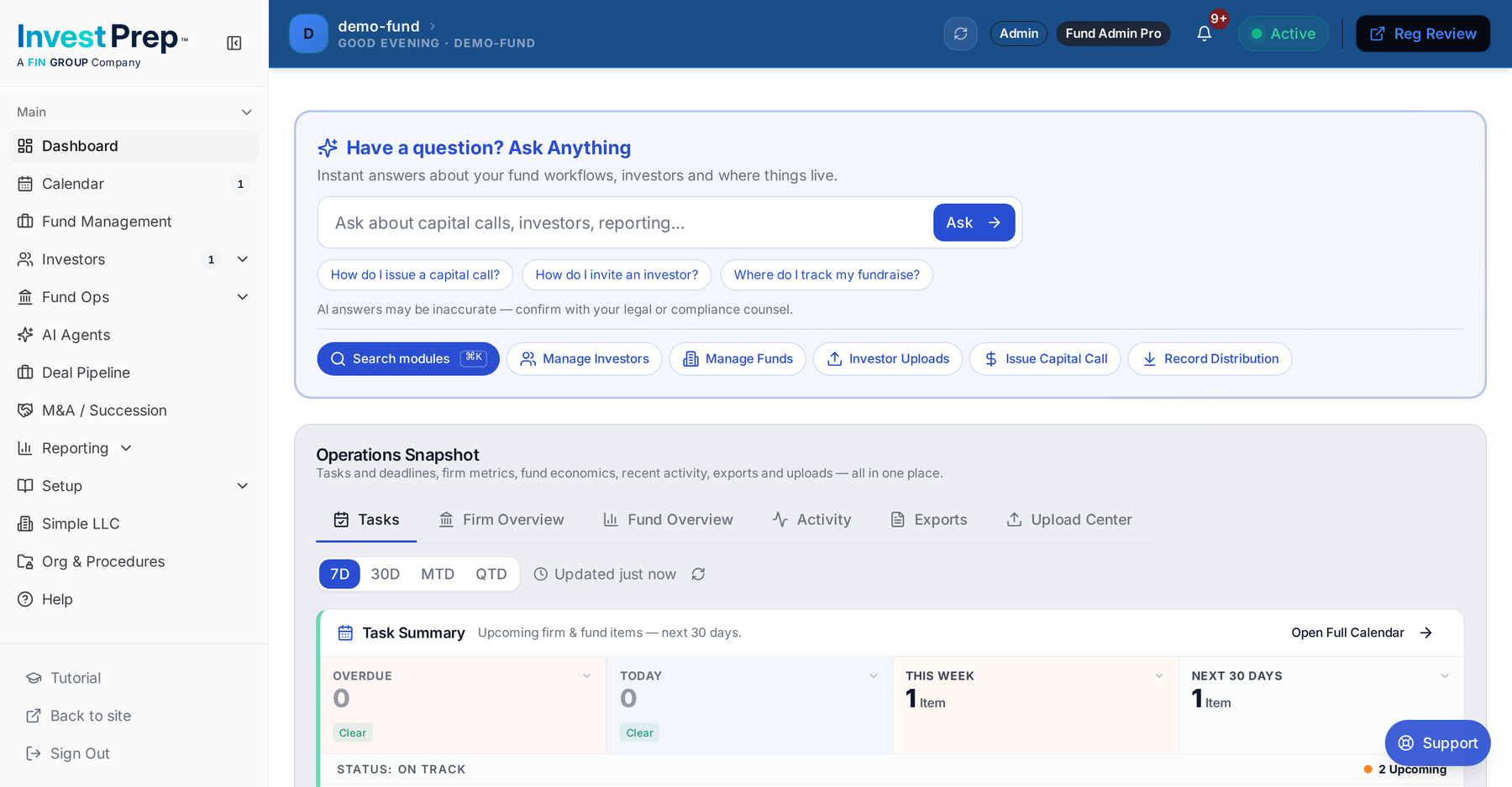 InvestPrep dashboard preview